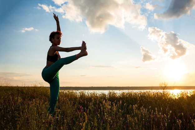 Sportive Girl Practicing Yoga at Sunrise – Free Stock Photo, Download Free