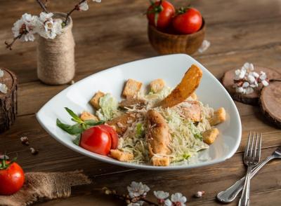 Chicken Caesar Salad on the Table – Free Download