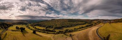 Stunning Panoramic Countryside Farm Fields Under Sunlight and Clouds – Free Stock Photo, Download for Free