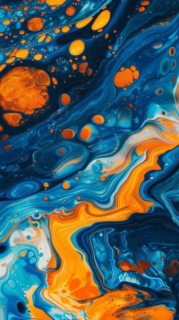 Abstract Fluid Art Featuring Blue and Orange Swirls – Free Stock Photo for Download