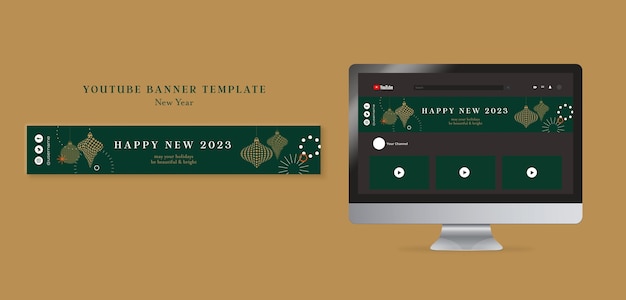 New Year Template in Flat Design | Free Download of PSD Templates