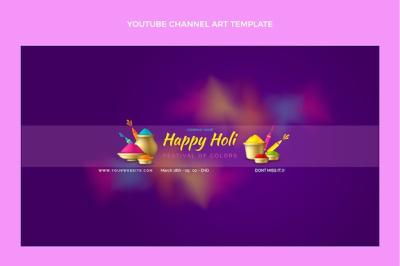 Realistic Holi YouTube Channel Art – Free Download