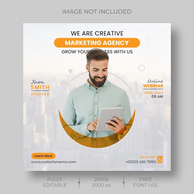 Corporate Social Media Live Webinar and Instagram Post Template – Free Download