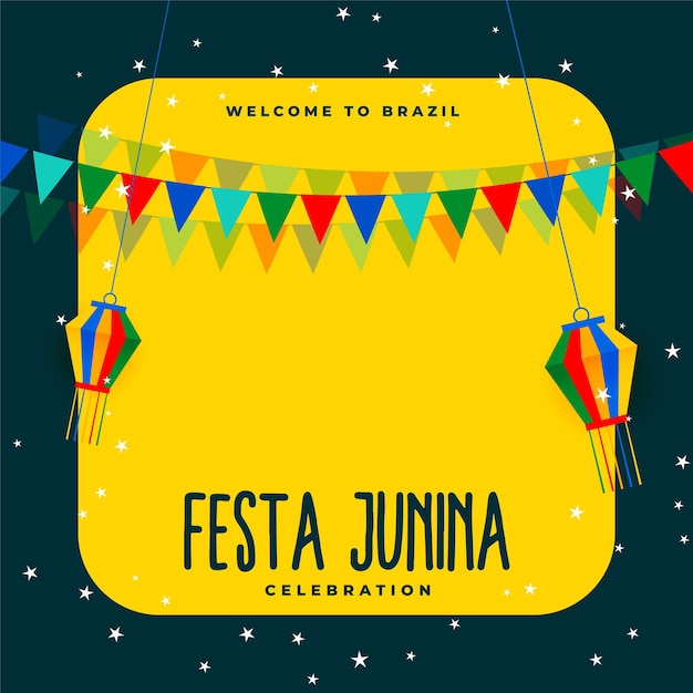 Traditional Festa Junina Poster with Party Flags Decoration – Free Download