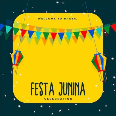 Traditional Festa Junina Poster with Party Flags Decoration – Free Download