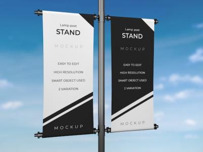 Lamp Post Banner Mockup for Creative Projects – Free Download