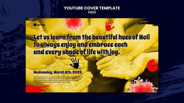 Holi Celebration YouTube Cover Template – Free Download