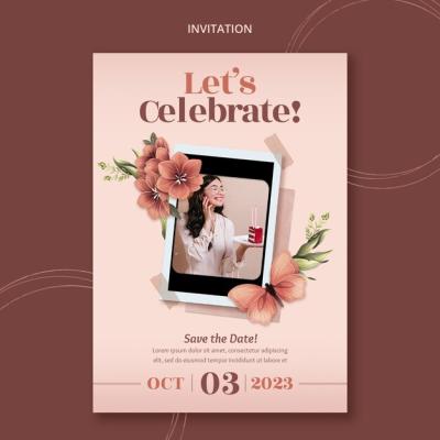 Floral Invitation Template for Birthday Celebration – Free Download