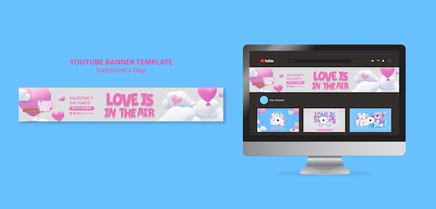 Gradient Valentine’s Day Celebration YouTube Banner – Free Download