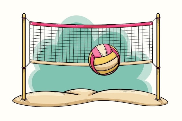 Hand Drawn Volleyball Illustration – Free to Download