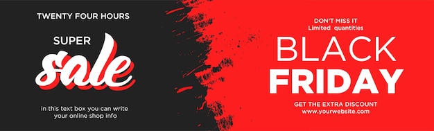 Black Friday Super Sale Website Banner with Red Splash – Free Download