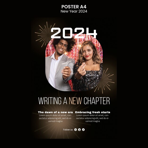 New Year 2024 Celebration Poster Template – Free Download