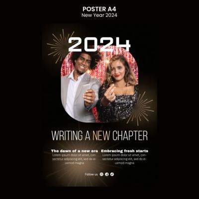 New Year 2024 Celebration Poster Template – Free Download