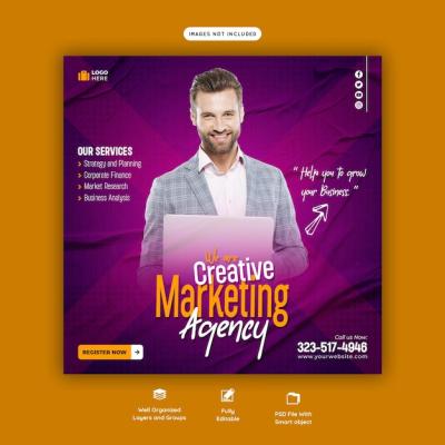 Digital Marketing Agency and Corporate Social Media Post Template – Free Download