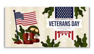 Flat Veterans Day Horizontal Banner Template – Free Download