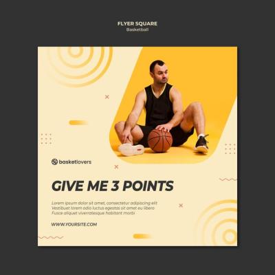 Basketball Square Flyer Template – Download Free Stock Photo