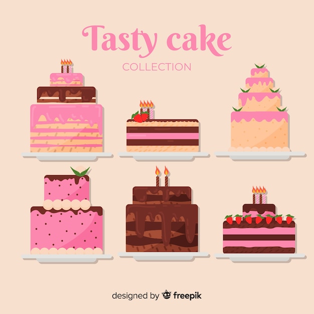 Flat Birthday Cake Collection – Free Download