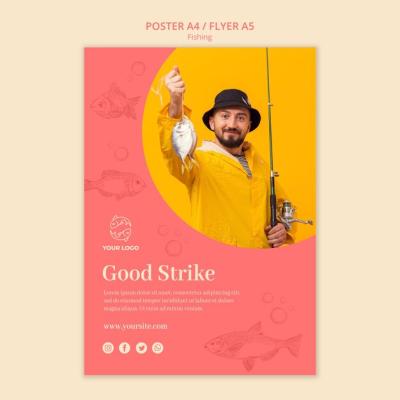 Man Holding a Fish Poster Template – Free to Download