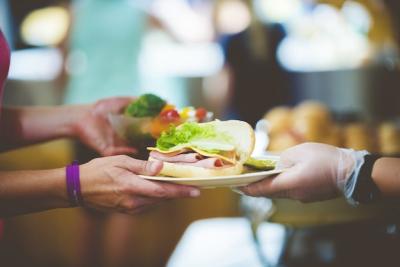 Closeup Shot of a Person Serving Sandwich on a White Plate – Free to Download