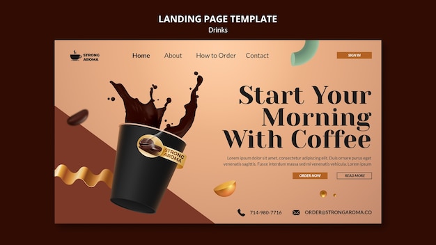 Realistic Drink Landing Page Template Design – Free Download