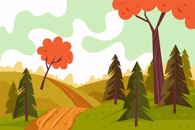 Hand Drawn Autumn Landscape – Free Stock Photo for Download