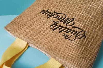 Embroidered Text Mockup of a Handbag – Free Download