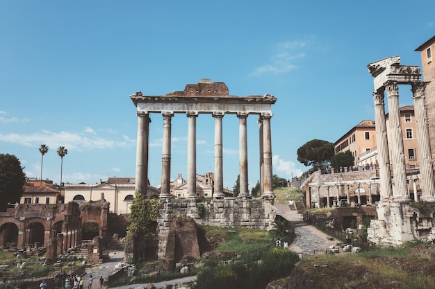 Panoramic View of the Temple of Vespasian and Titus in Rome, Italy – Free Stock Photo for Download