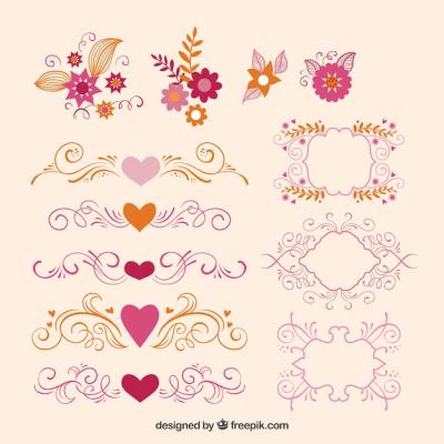 Lovely Love Decorative Ornaments Design – Free Download