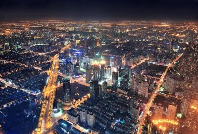 Stunning Aerial View of Shanghai at Night – Free Download