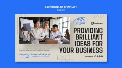 Flat Design Business Strategy Facebook Template for Free Download