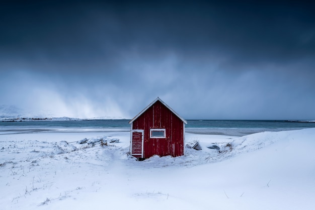 Isolated House in a Snowy Village – Free Download Stock Photo