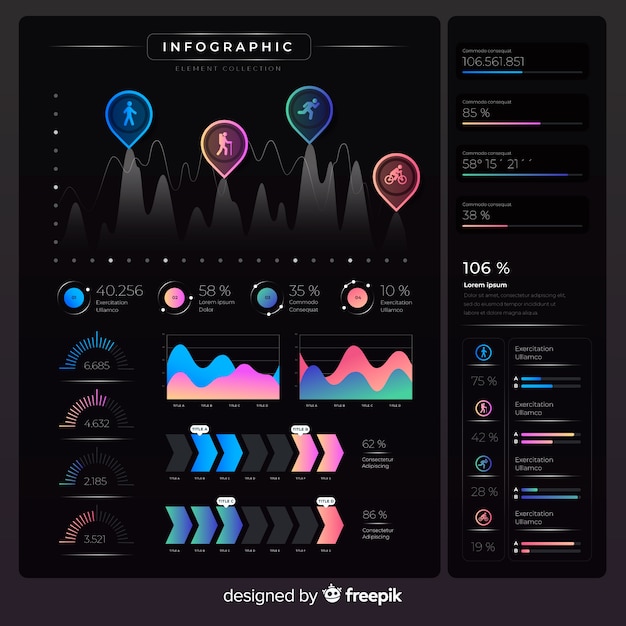 Flat Gradient Infographic with Stats – Free Download