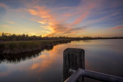 Stunning Sunset Sky Over Crystal Lake in Alberta, Canada – Free to Download