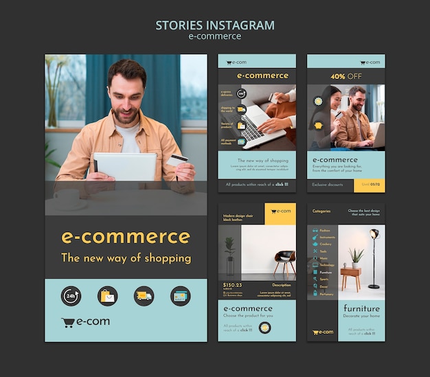 Flat Design E-Commerce Discounts Instagram Stories – Free to Download