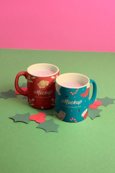 Christmas Mug Mock-Up with Decorations – Free to Download