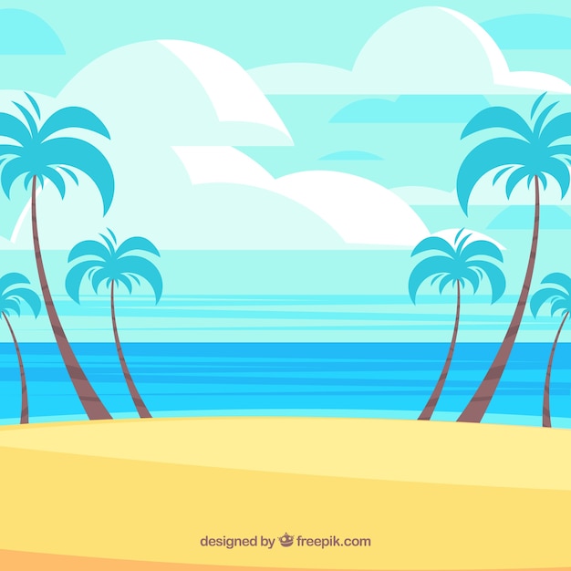 Tropical Beach Background with Palms – Free Stock Photo for Download