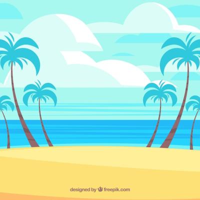 Tropical Beach Background with Palms – Free Stock Photo for Download