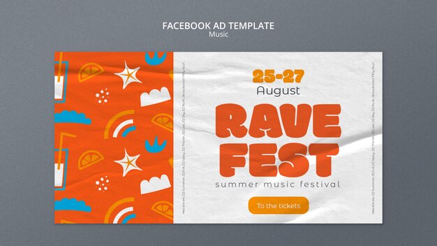 Flat Design Music Fest Facebook Template – Free Download