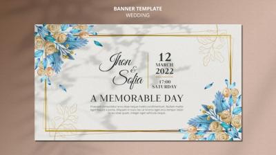 Floral Wedding Invitation Banner Template – Free Download