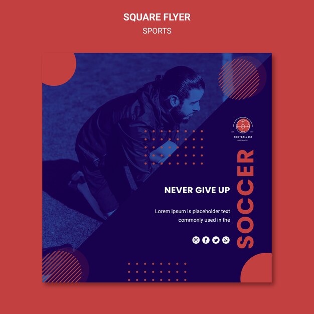 Football Player Square Flyer – Download Free Stock Photo