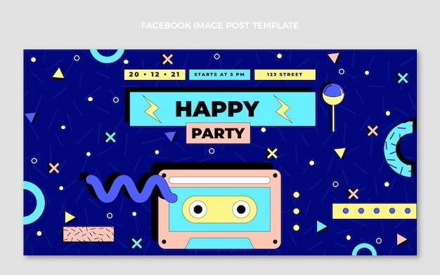 Hand Drawn 90s Birthday Facebook Post – Free to Download