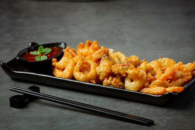 Fried Shrimp and Squid with Spicy Sauce – Free Download