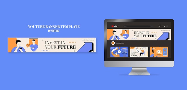 Illustrated Investment YouTube Banner Template – Free Download