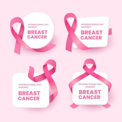 International Day Against Breast Cancer Gradient Lettering Labels – Free Download