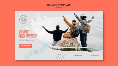 Explore the Great Outdoors: Hiking Concept Banner Template – Free Download