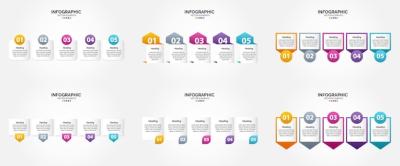 5 Steps Infographics Flat Design Set for Advertising and Brochure – Free Download