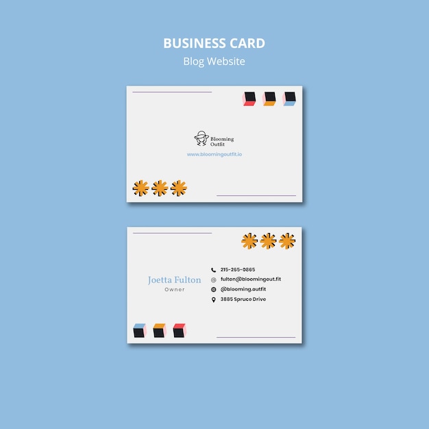 Horizontal Business Card Template for Fashion Blogs – Free Download