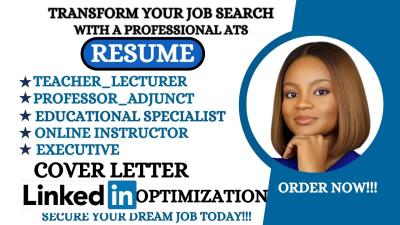 I Will Revamp Teacher, Lecturer, Adjunct, Professor, Instructor, Educational Resume