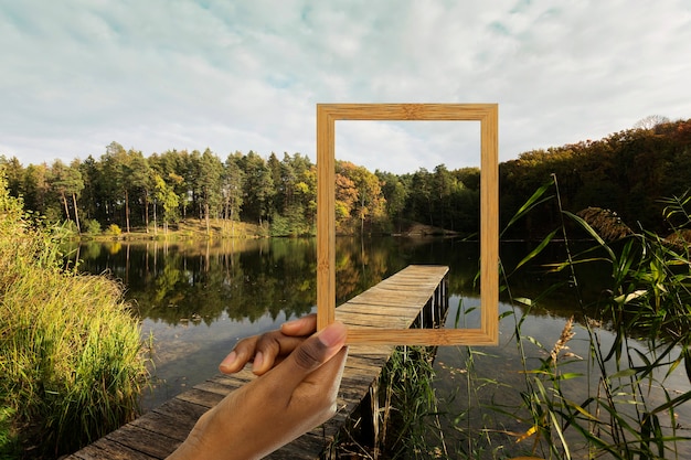 Nature Landscape Framed by Hand – Free Download