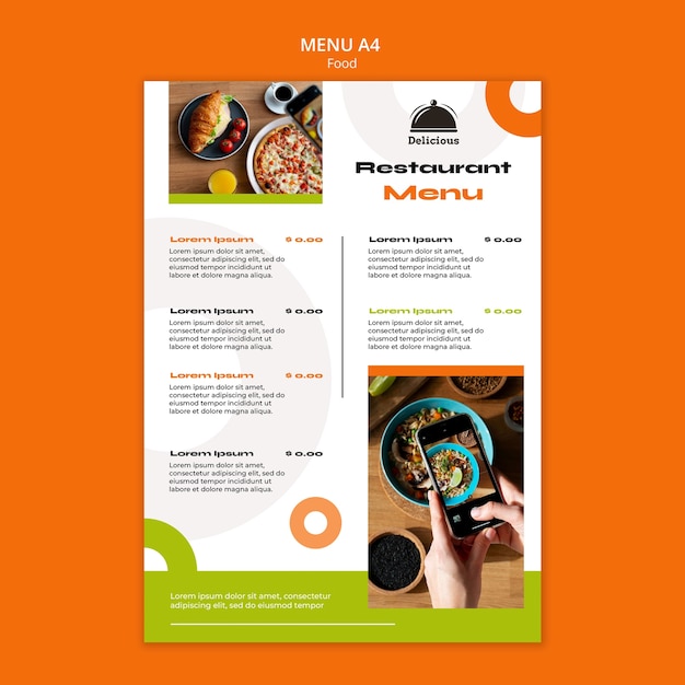 Food Ordering Menu Template with Circles Design – Download Free Stock Photo